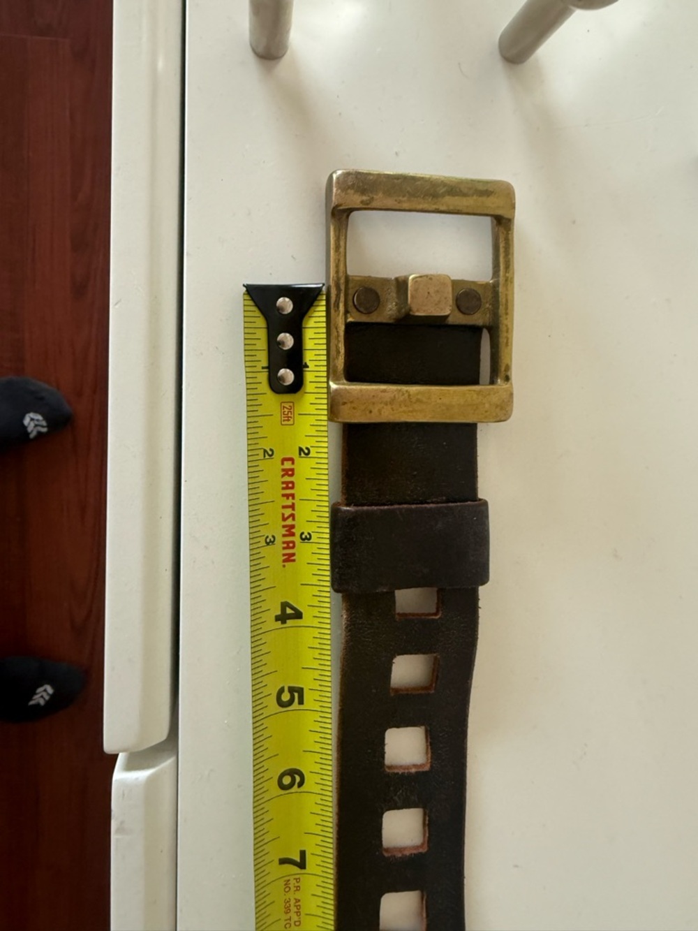 Vintage Leather Belt Solid Brass Buckle Distressed Brown Wide Belt - Picture 6 of 9